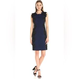 Betsey Johnson Scuba Crepe Lace Trim Sheath Dress